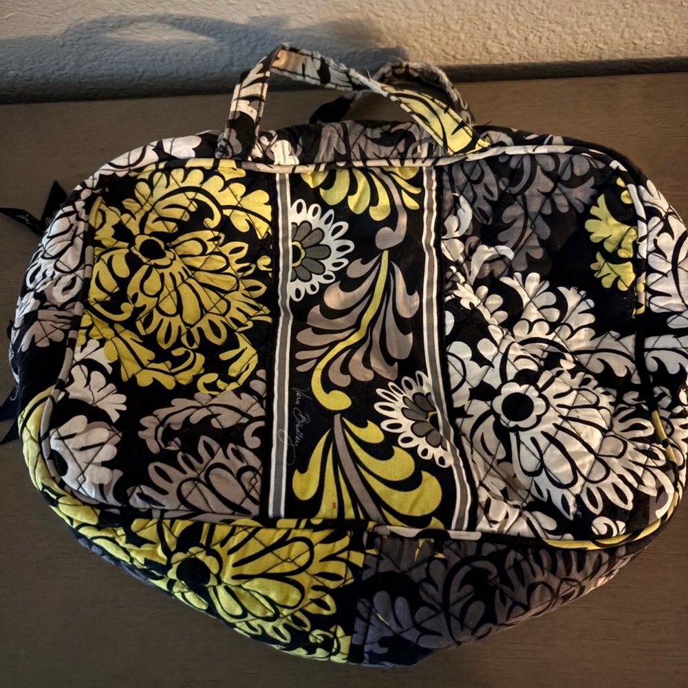 Like New Floral Patterned Women's Lunch Bag - Black, Yellow, Gray